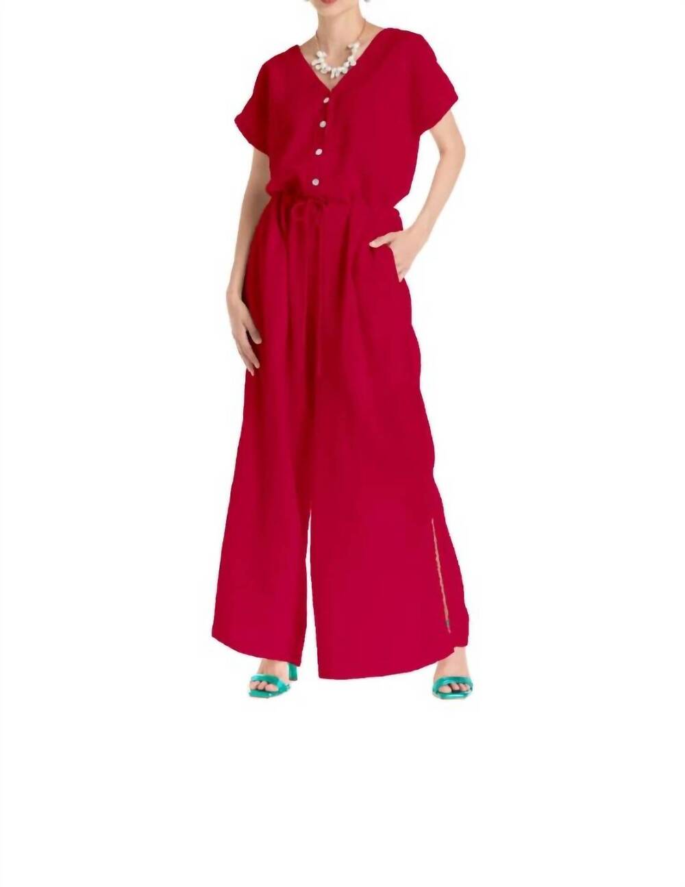 NEW OH MY GAUZE! mina wide leg jumpsuit in crimson